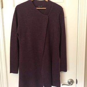 Eileen Fisher Merino Wool Sweater Coat - Eggplant